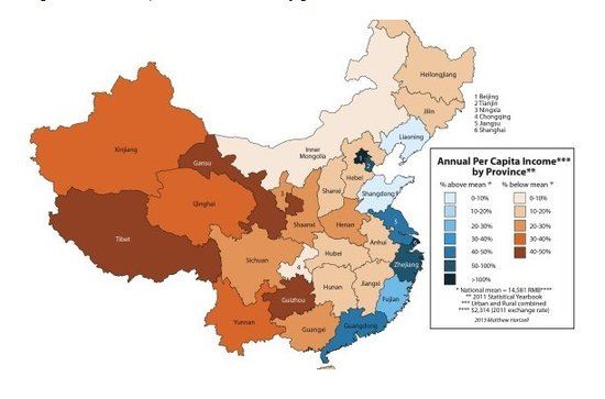 博客写手绘制图表解读中国收入不平衡